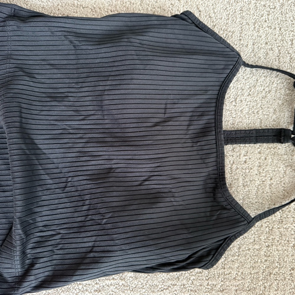 CALIA BUNDLE: 2 Black Striped Tank Tops, Long Sleeve Red Workout Top. Size Small